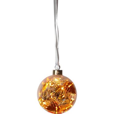EGLO Christmas 410588 Weihnachtsdekoration KUGEL GLOW LED 15X0,064W Stahl,  Kunststoff kupferfarben H:11cm Ø10cm mit Schalter ein/aus